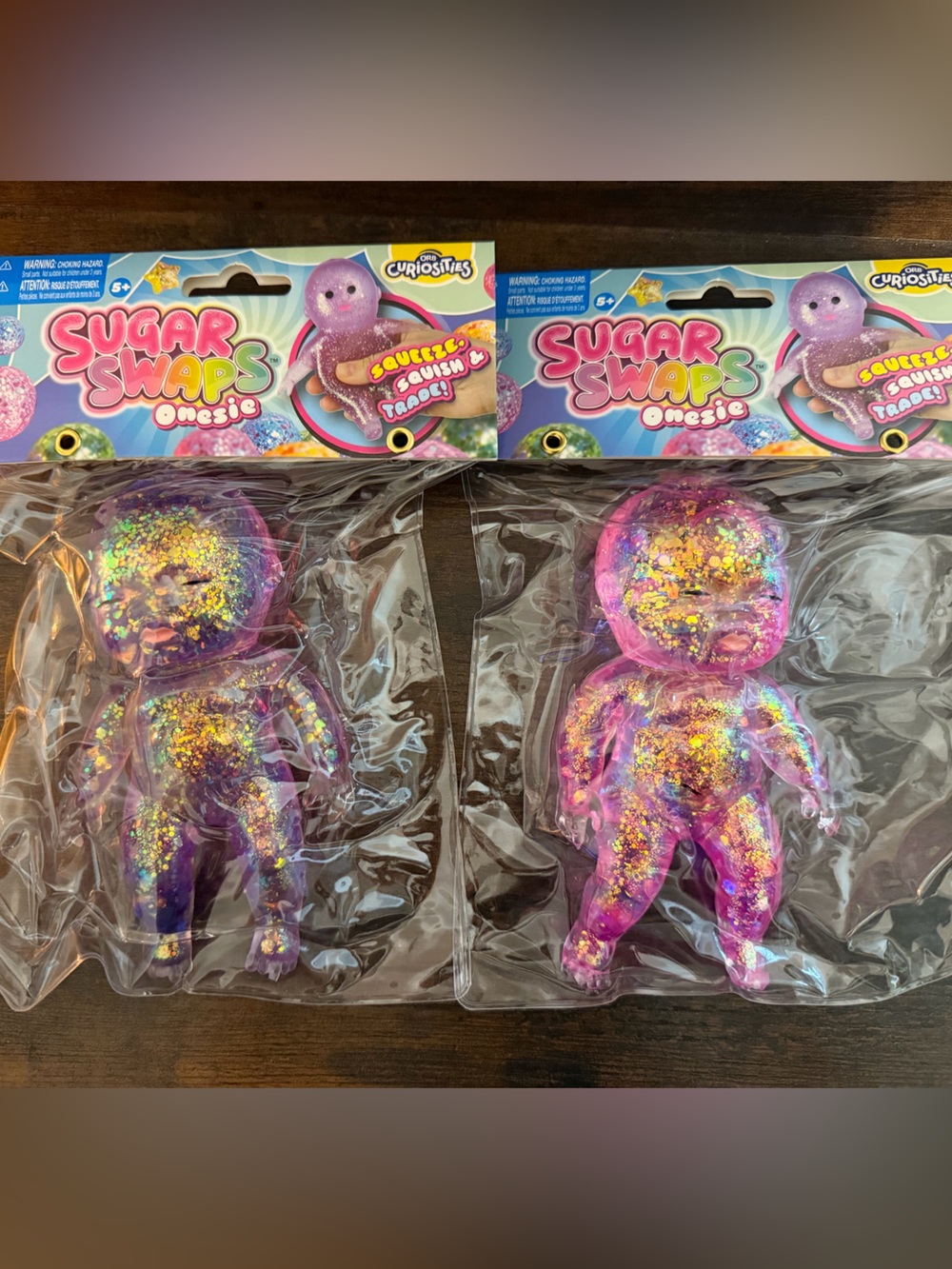 Sugar Swaps Onesie baby squish toys- Glitter Squishy Pink & Purple